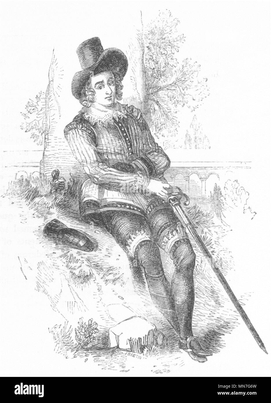 Des poètes. Sir Philip Sidney 1845 ancienne vintage print photo Banque D'Images