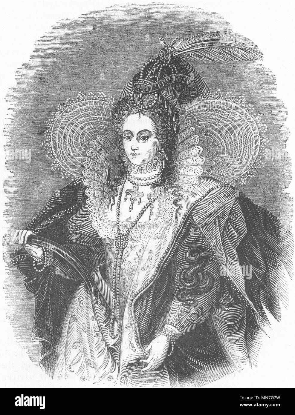Image. La reine Elizabeth(Zucchero) 1845 ancienne vintage print photo Banque D'Images