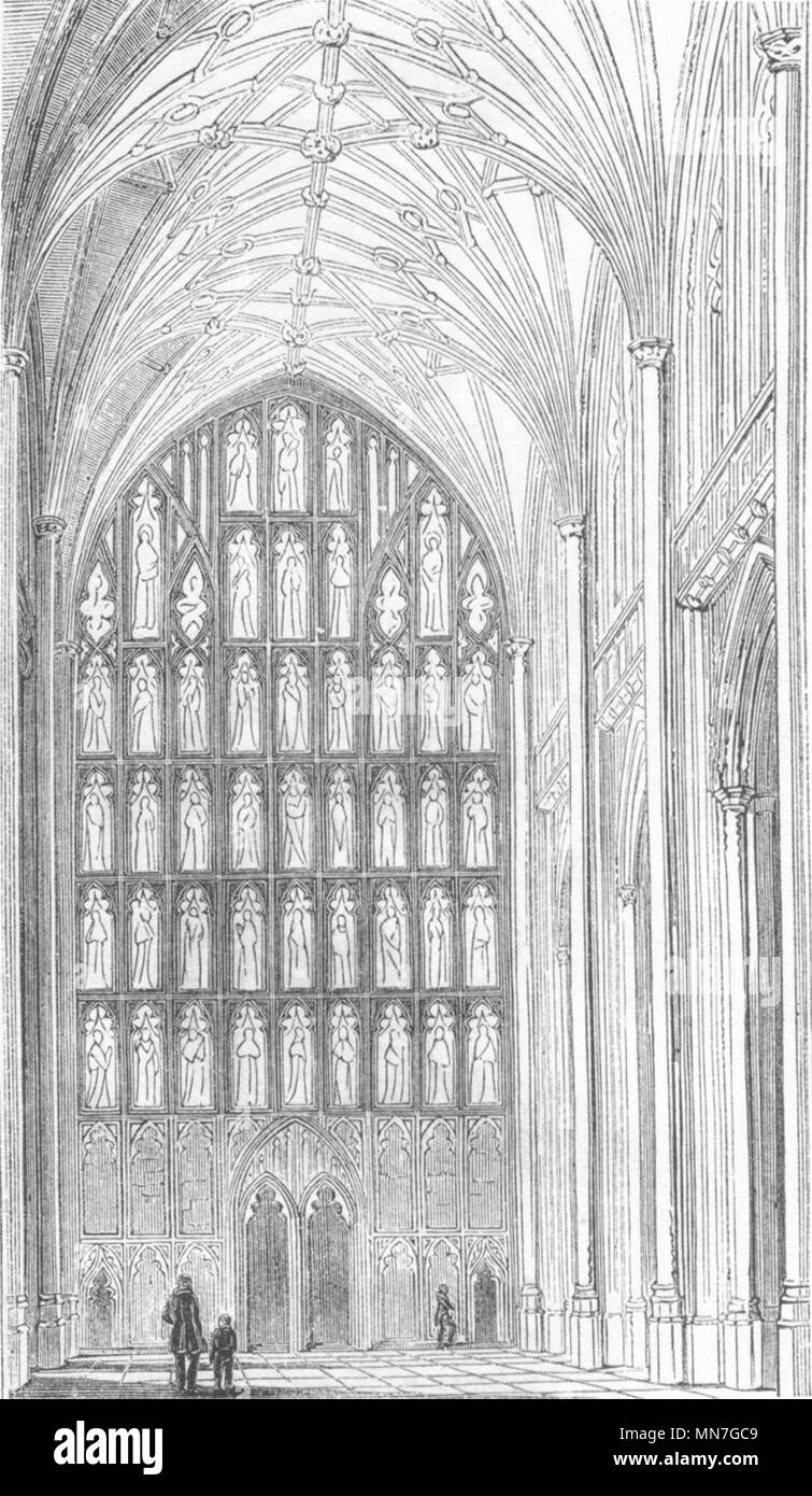HANTS. Nef de la cathédrale de Winchester 1845 ancienne vintage print photo Banque D'Images