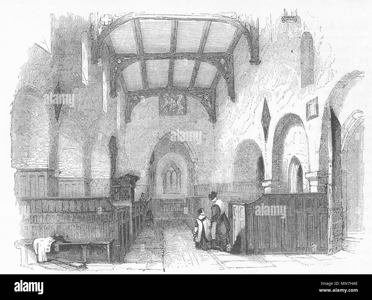 HERTS. St Michael's Church, St Alban's 1845 ancienne vintage print photo Banque D'Images HERTS. St Michael's Church, St Alban's 1845 ancienne vintage print photo Banque D'Images