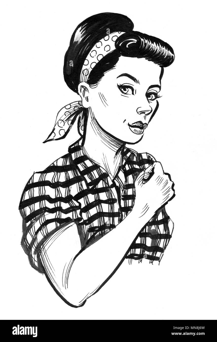 Femme forte. Caractère style pin up Banque D'Images