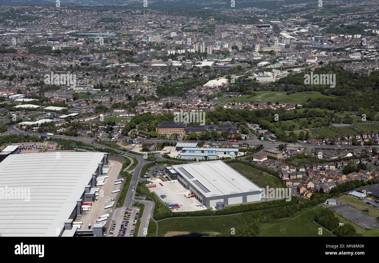 Vue aérienne de P +B Foods Limited, Bradford, West Yorkshire, Royaume-Uni Banque D'Images