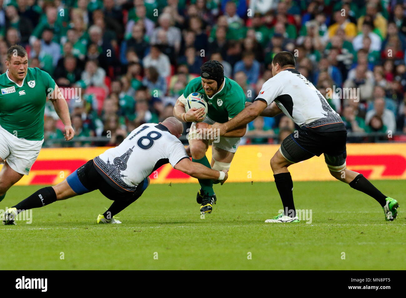 Sean O'Brien de l'Irlande au cours de l'IRB RWC 2015 match entre l'Irlande du Nord / Roumanie - Piscine D Match 19 au stade de Wembley. Londres, Angleterre. 27 Septembre 2015 Banque D'Images