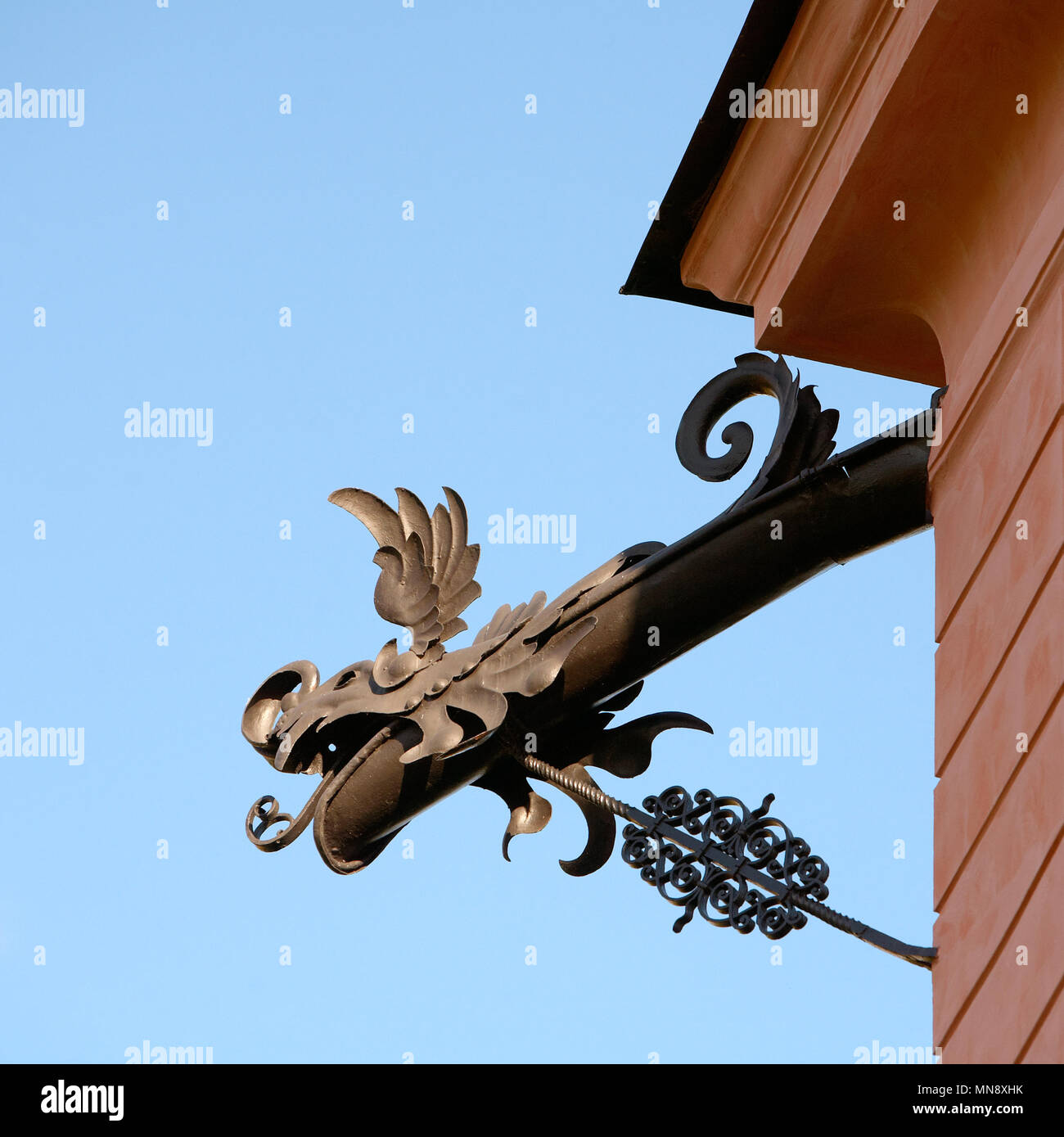 Canal d'évacuation de toiture pour l'eau de ruissellement du toit du palais royal Tullgarn en Suède. rom le toit de la palais royal Tullgarn en Suède. Banque D'Images