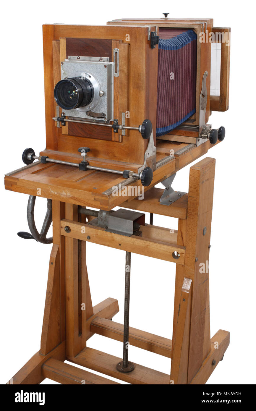 Ancien appareil photo grand format en bois Banque D'Images