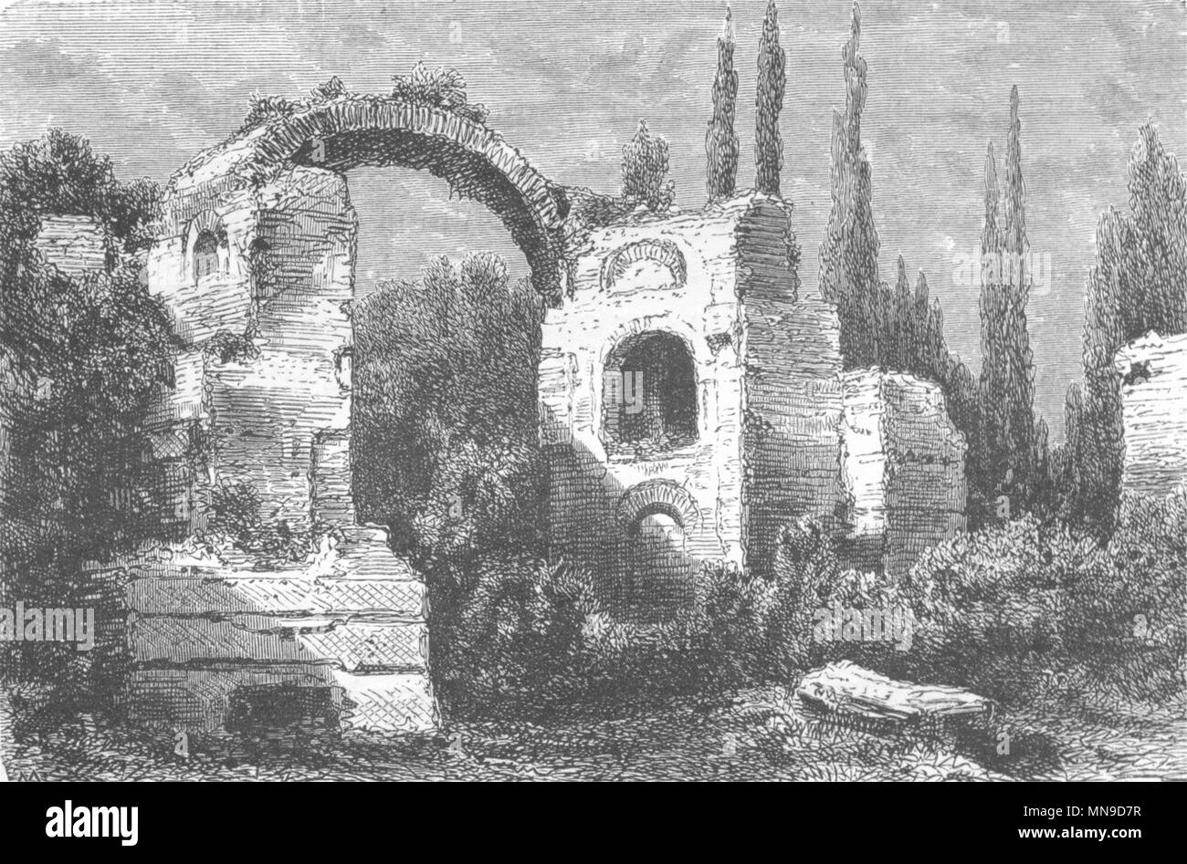 ROME. Vestiges de la Villa Adriana 1872 ancienne vintage print photo Banque D'Images