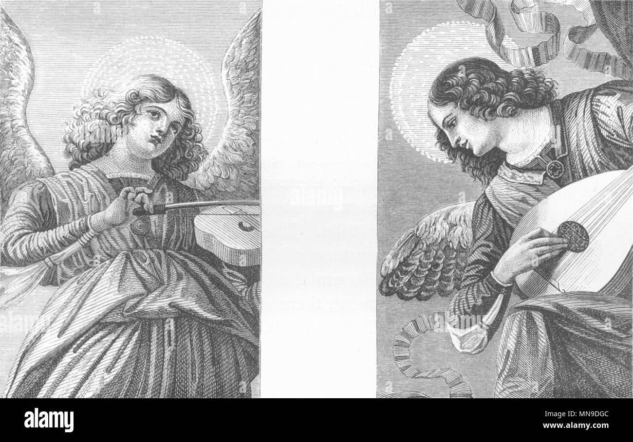 ROME. Anges de la Coupole, après Melozzo da Forli 1872 ancienne imprimer photo Banque D'Images