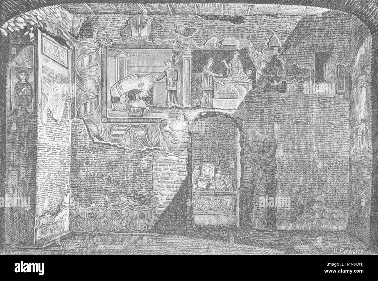 ROME. Légende de St Libertinus. Bits 8e siècle 1872 ancienne imprimer photo Banque D'Images