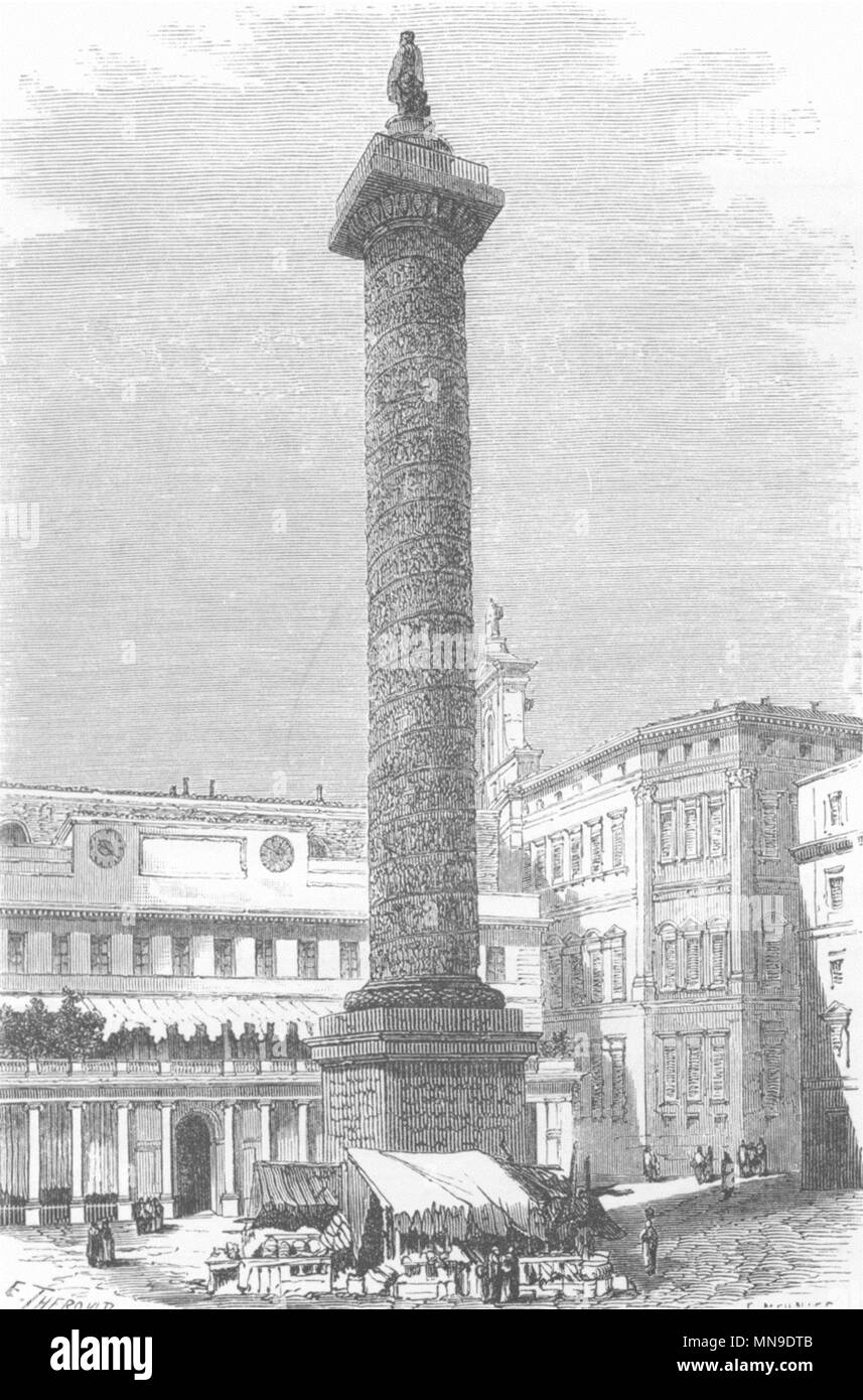 ROME. La colonne d'Antonin 1872 ancienne vintage print photo Banque D'Images