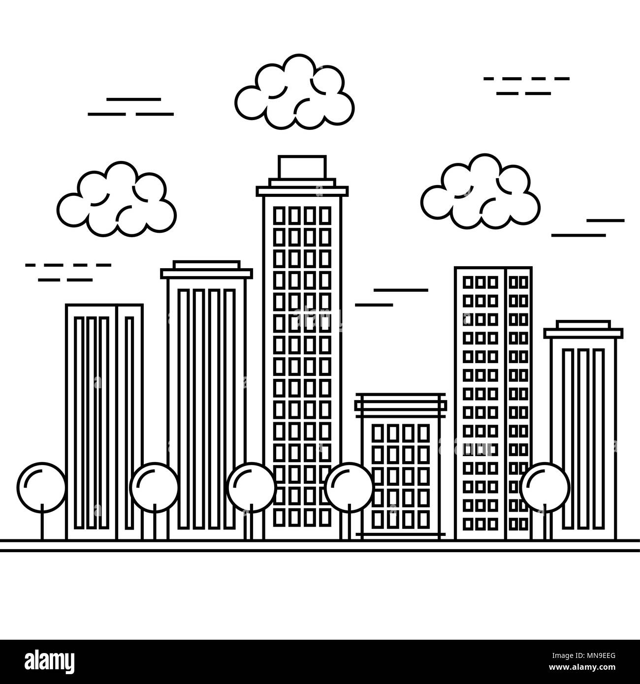 L'icône de bâtiments isolés cityscape Illustration de Vecteur