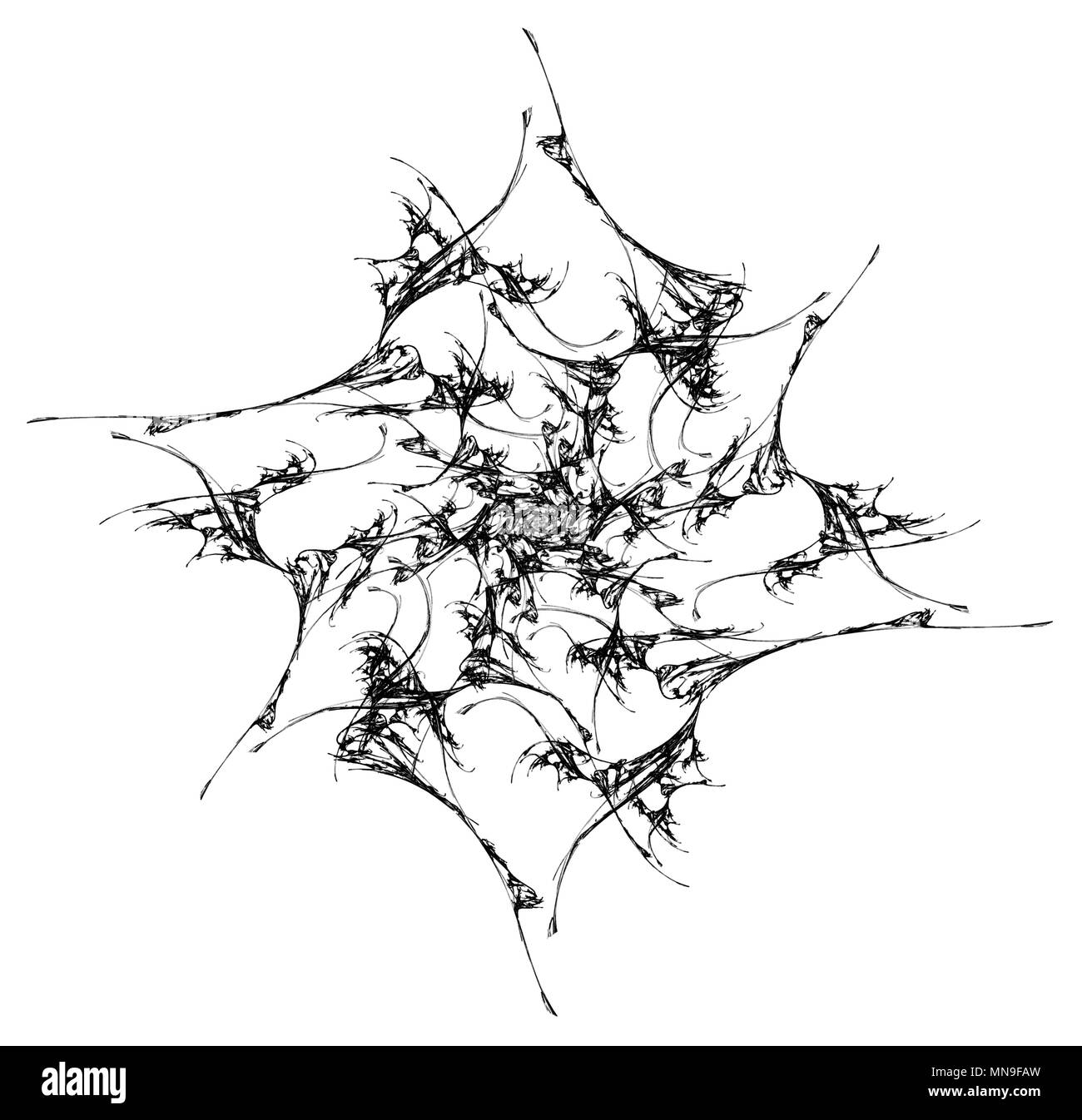 Fleur d'encre gris et noir star résumé, arrière-plan horizontal, sur fond blanc Banque D'Images