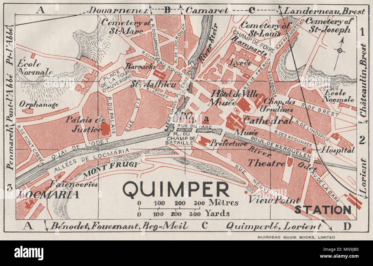 QUIMPER. Plan Plan de la ville ville vintage. Finistère 1926 old ...