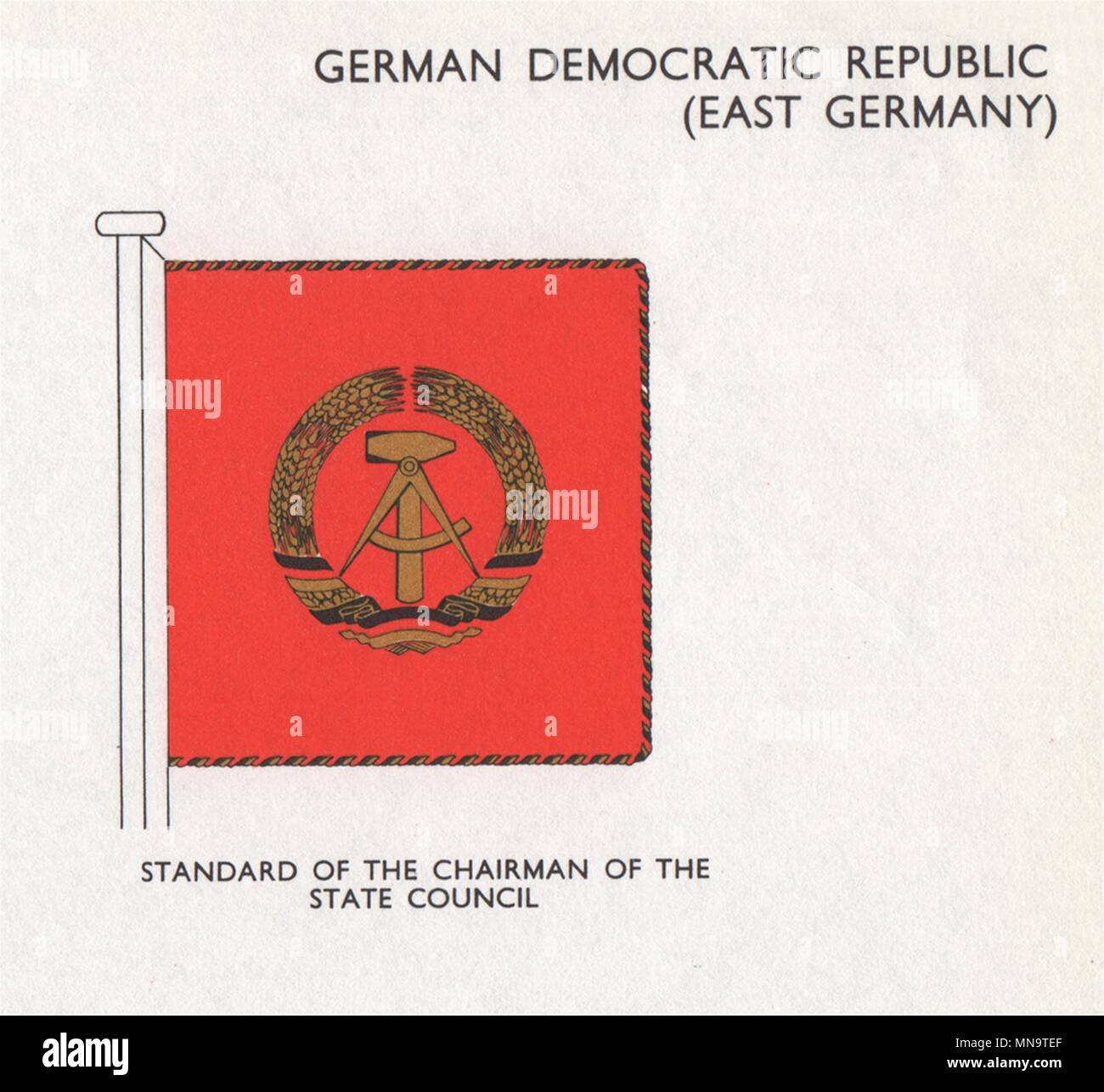 Rda (Allemagne de l'Est) les drapeaux. Niveau de la présidente du conseil d'Etat 1958 Banque D'Images