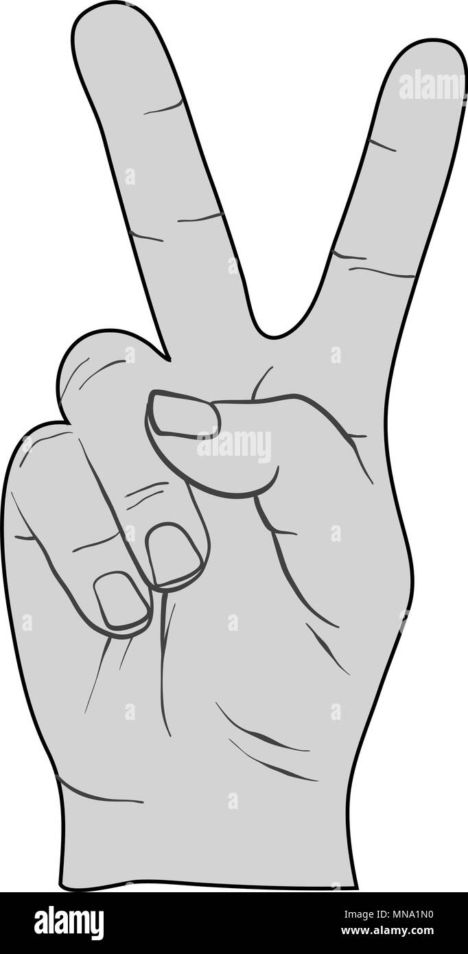 Signe de Paix Doigts Victoire Silhouette, illustrations vectorielles Illustration de Vecteur