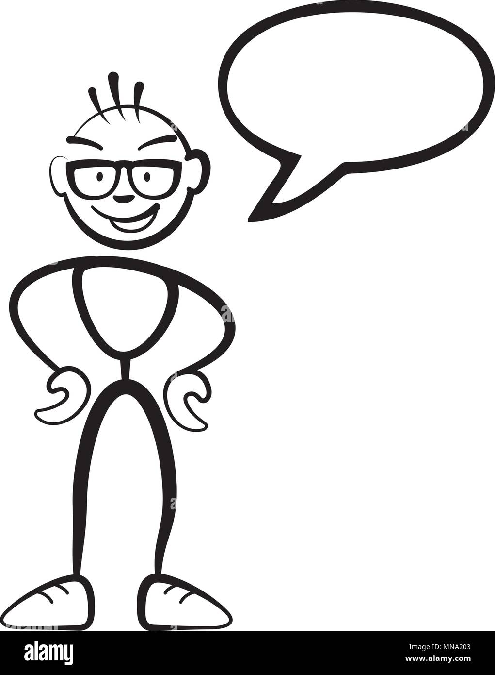 Stick figure l'homme bulle, dessin vectoriel sur fond blanc Illustration de Vecteur