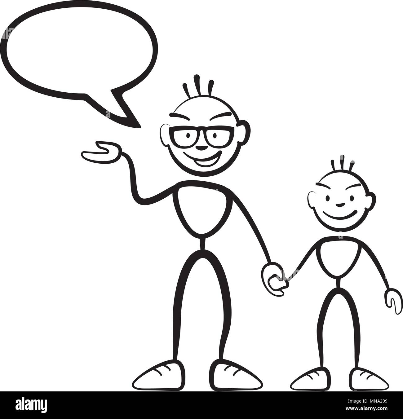 Papa avec son fils et bulle, dessin vectoriel sur fond blanc Illustration de Vecteur