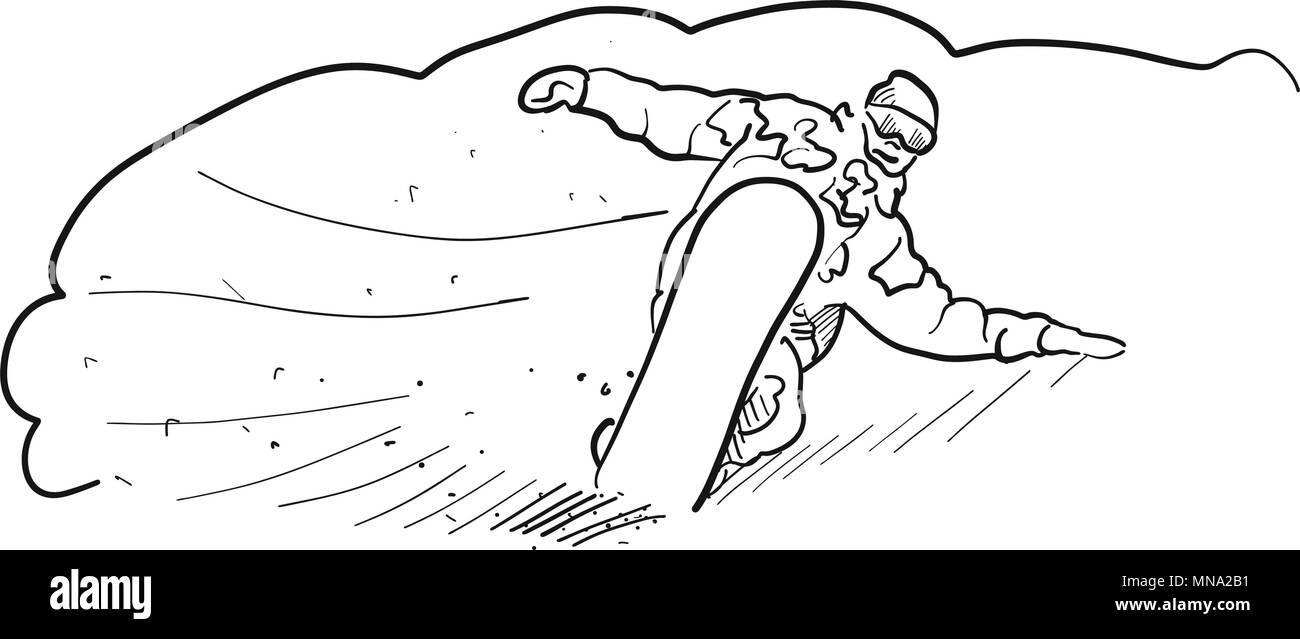 Snowboard Freestyle Sketch, dessin de ligne de vitesse Hand drawn Vector Art Contour Illustration de Vecteur