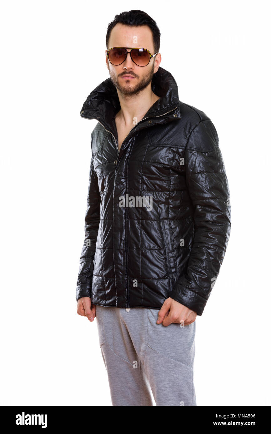 Beau jeune homme barbu Banque D'Images