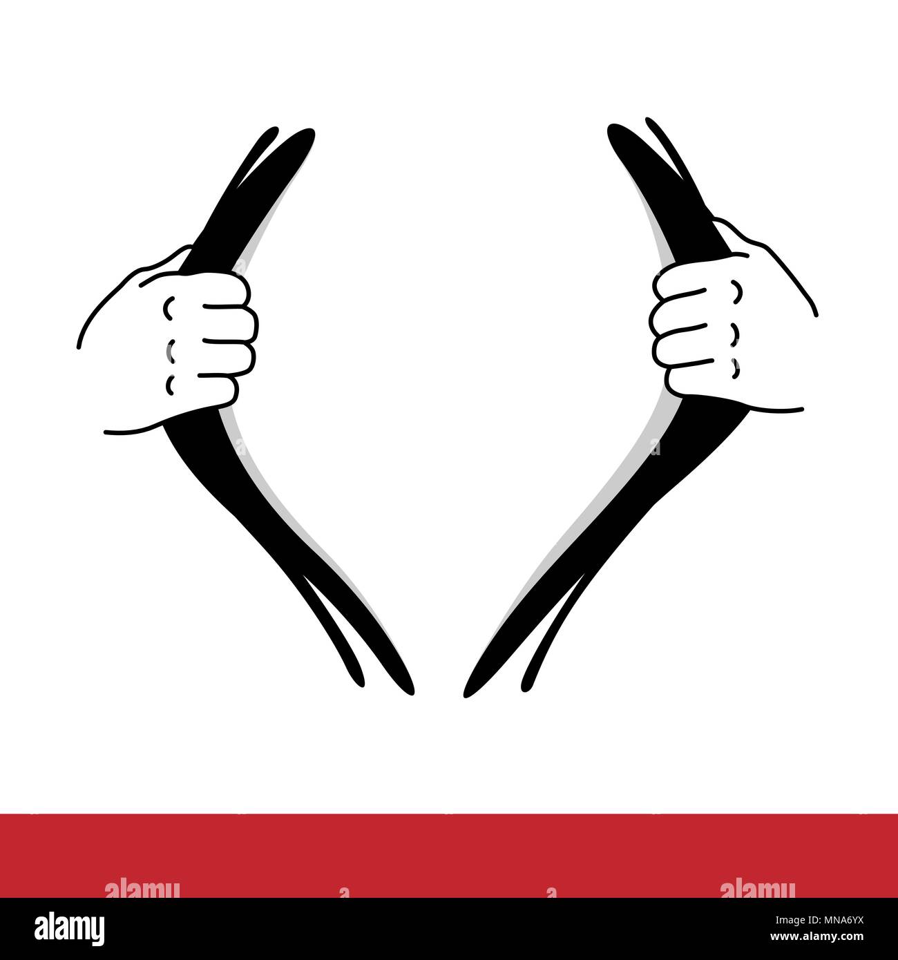 Les mains ouvertes en coulisses ou chemise. Arts graphiques pour le texte. Mocap. Noir blanc vector illustration Illustration de Vecteur