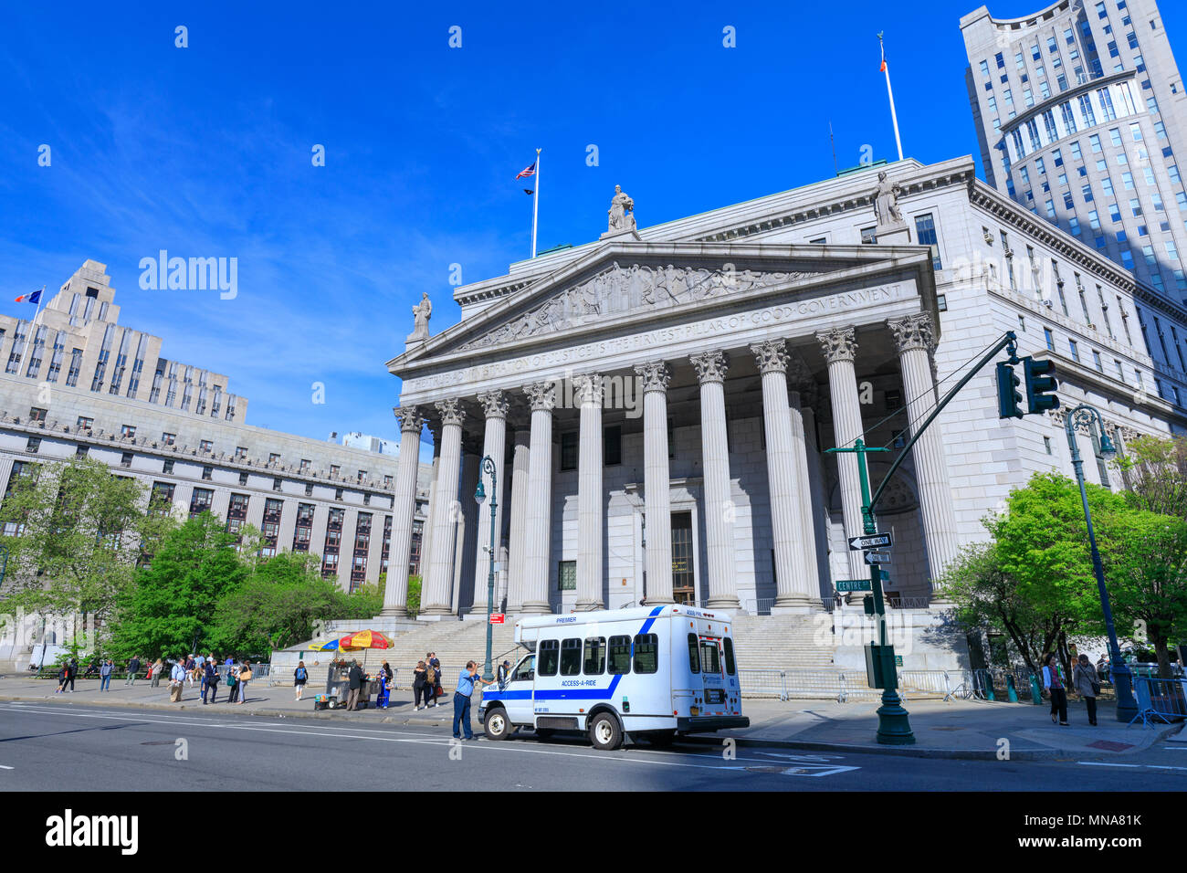 Manhattan, New York City - 10 mai 2018 : Nouveau bâtiment de la Cour suprême de l'État de New York, à l'origine connu sous le nouveau palais de justice du comté de York, au 60 rue centre o Banque D'Images