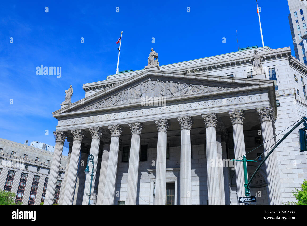 Manhattan, New York City - 10 mai 2018 : Nouveau bâtiment de la Cour suprême de l'État de New York, à l'origine connu sous le nouveau palais de justice du comté de York, au 60 rue centre o Banque D'Images