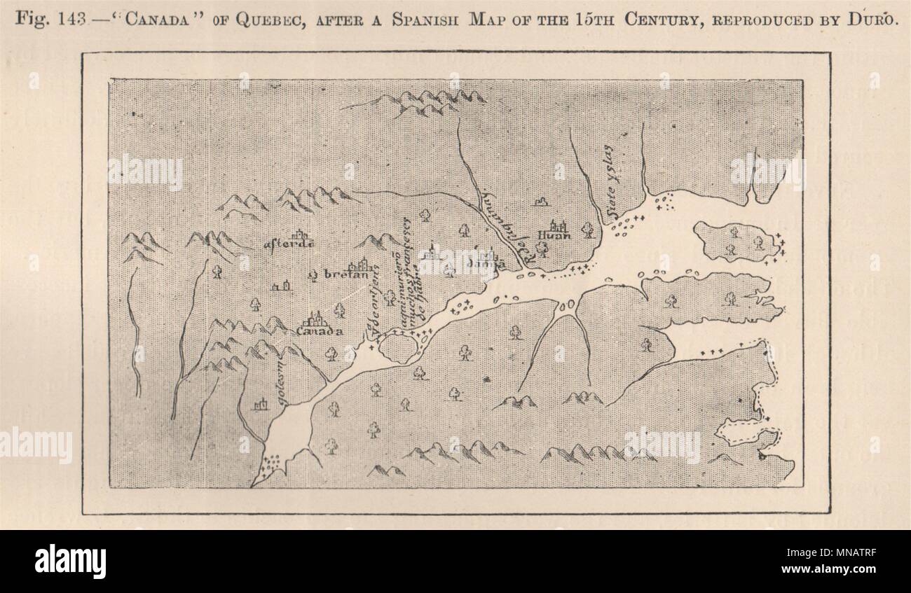 Le Canada ou le Québec, après un 15C Carte espagnole, reproduit par Duro 1885 ancien Banque D'Images Le Canada ou le Québec, après un 15C Carte espagnole, reproduit par Duro 1885 ancien Banque D'Images