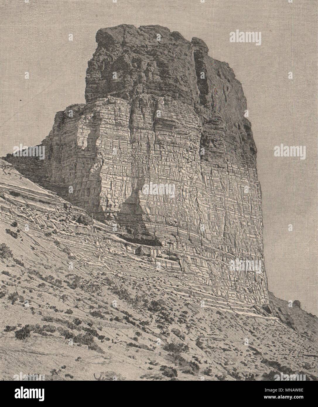 Bluff sur la rivière Verte à l'extrémité supérieure du Grand Canyon. Utah 1885 old print Banque D'Images
