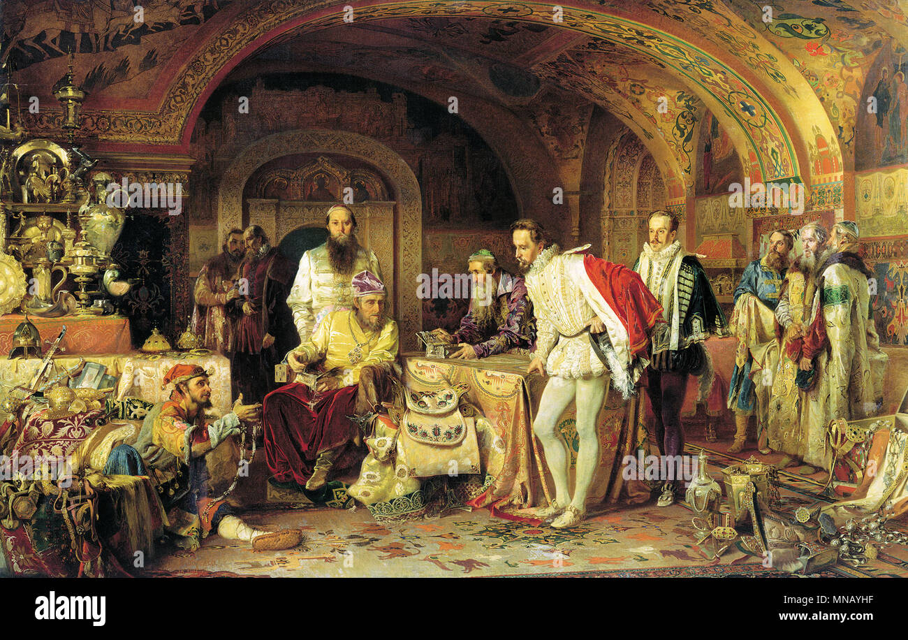 Ivan le Terrible montrant ses trésors de Jerome Horsey par Alexander Litovchenko (1875) Banque D'Images