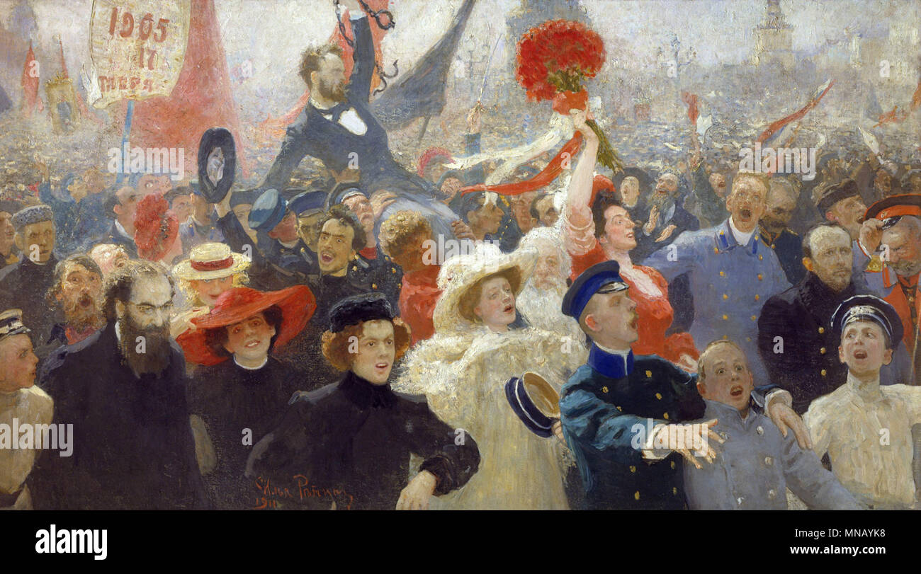 Manifestation le 17 octobre 1905 (1906-1911) par Ilya Repin Banque D'Images