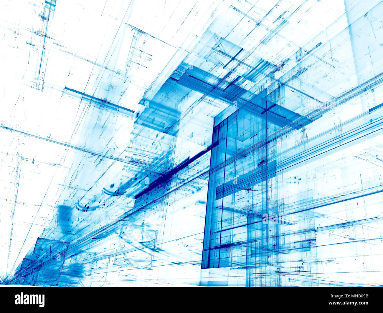 Fond blanc et bleu - abstract image générée numériquement Banque D'Images