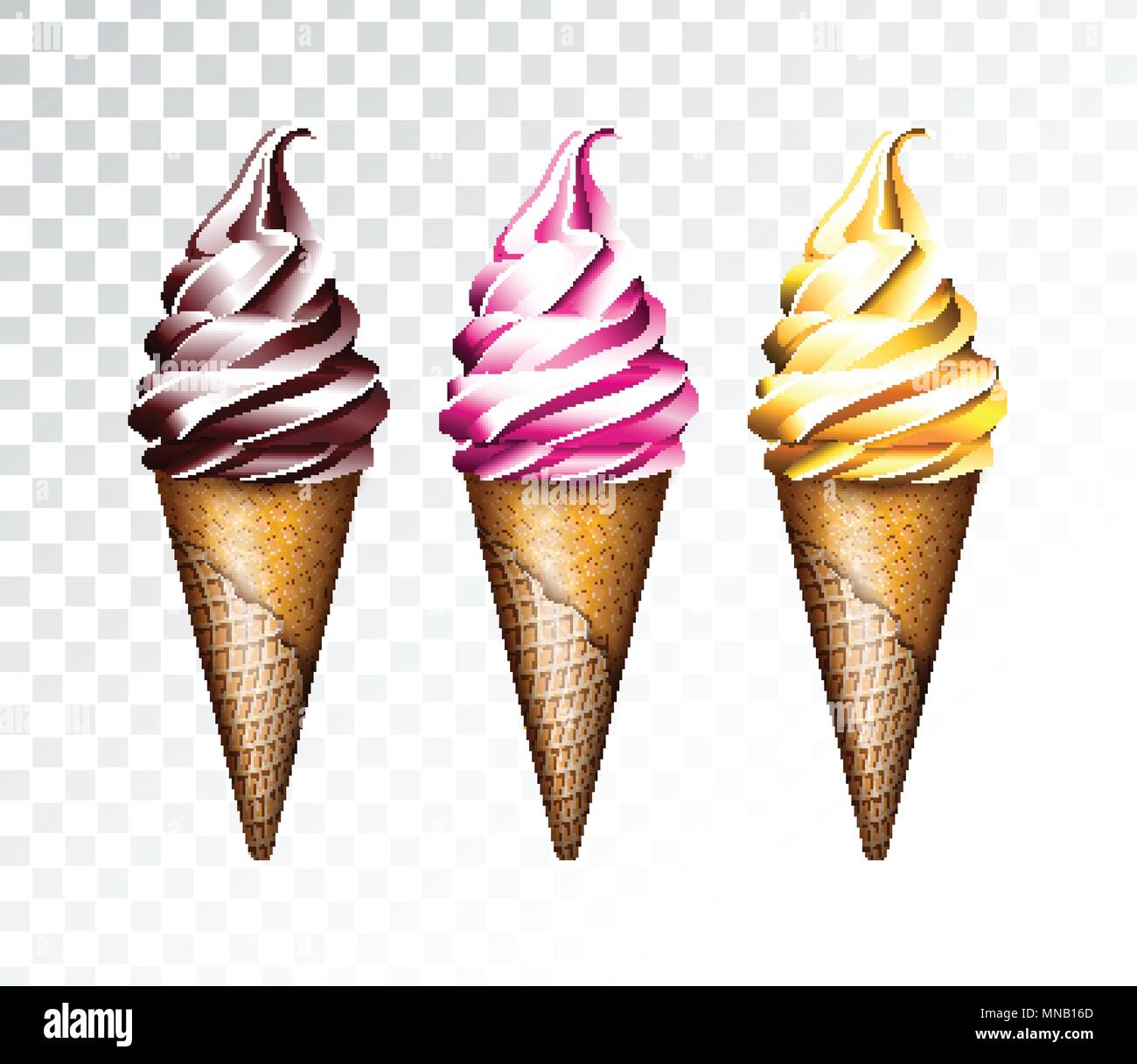 Ice cream illustration isolé avec des meilleurs saveurs délicieux dessert sur fond transparent. Modèle de conception de scénario pour bannière promotionnelle ou de l'affiche avec la vanille, chocolat, punch. Illustration de Vecteur