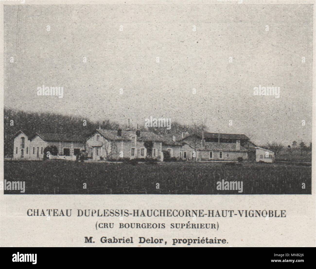 MÉDOC MOULIS Chateau-Duplessis-Hauchecorne Haut-Vignoble. Bordeaux. Petite 1908 Banque D'Images