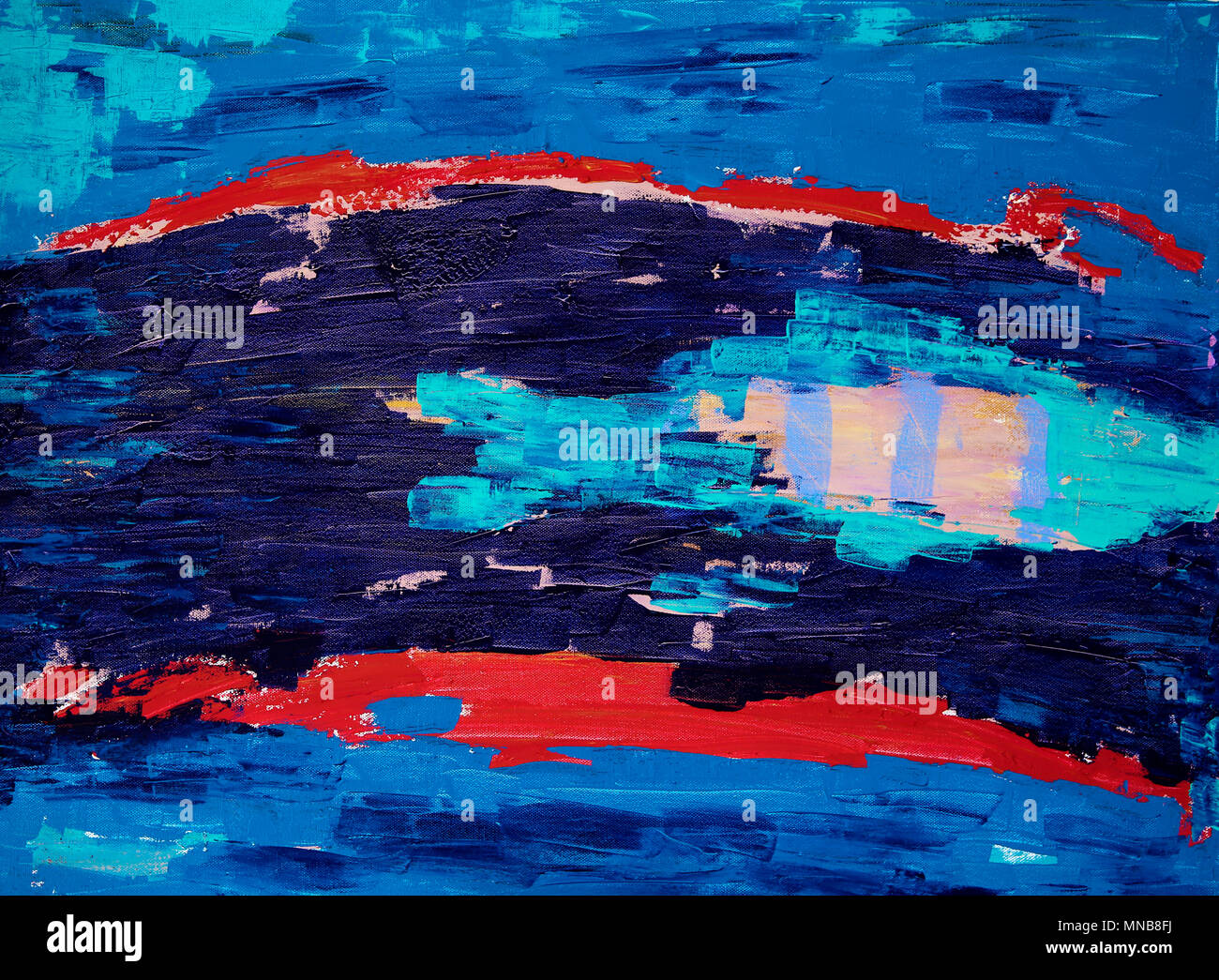 L'art abstrait peinture avec des poissons Banque D'Images