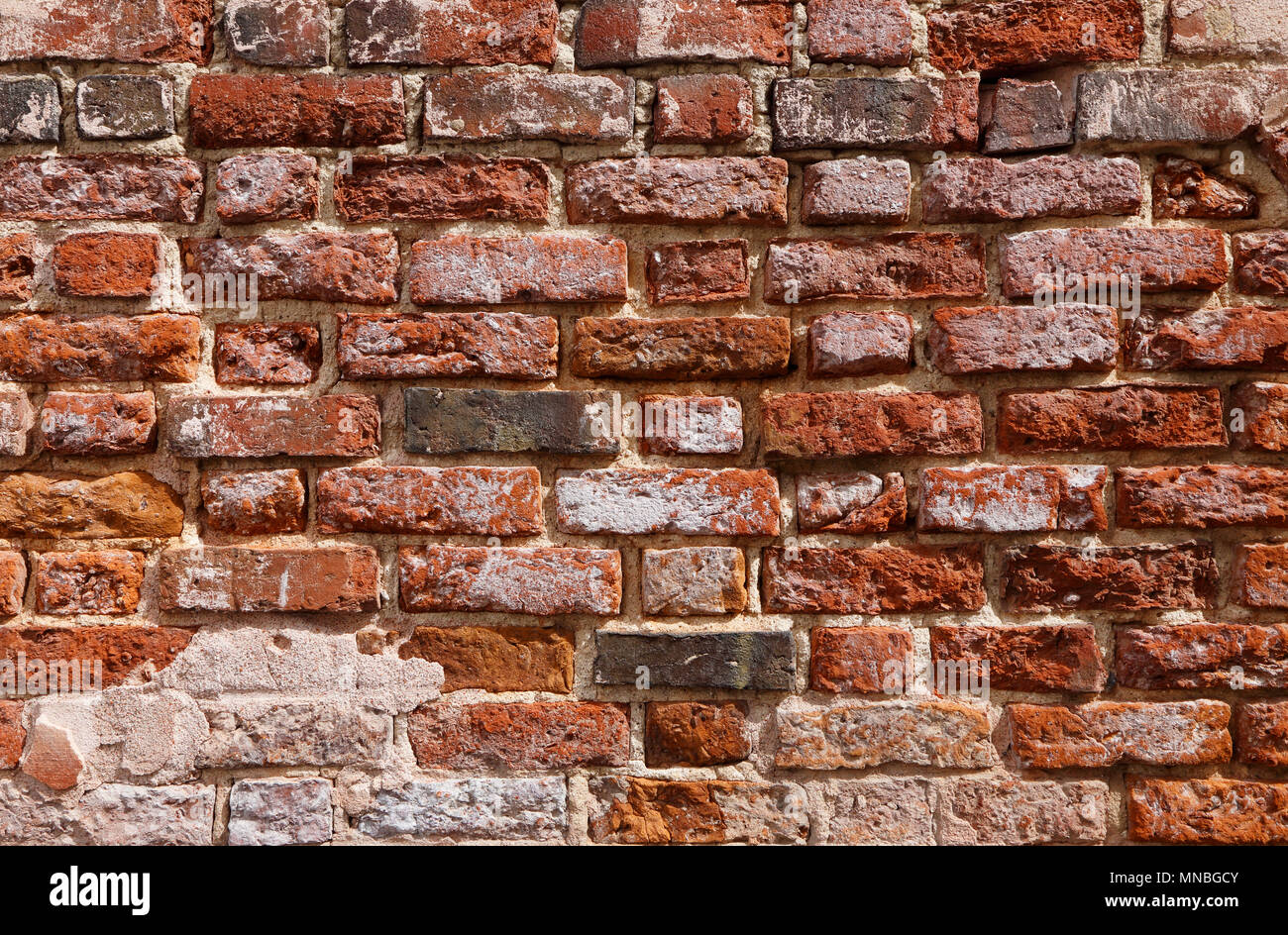 Close-up d'un mur de brique rouge. Banque D'Images