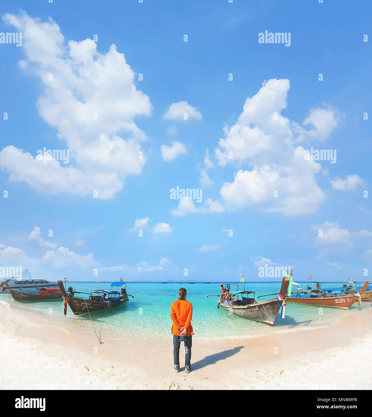 Photo Fisheye du paysage de la mer d'Asie Banque D'Images