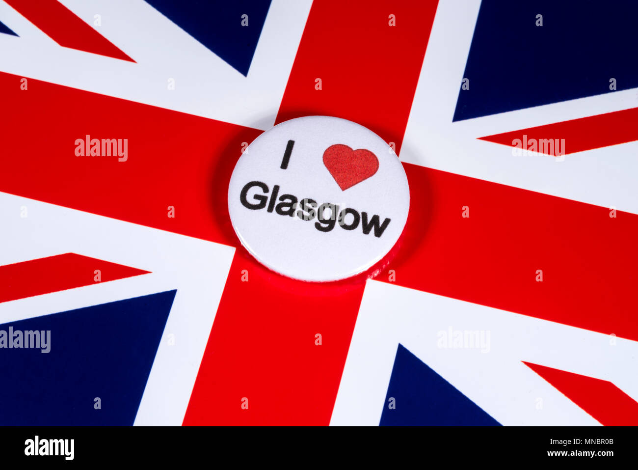 Londres, Royaume-Uni - 27 avril 2018 : J'adore la photo sur le badge de Glasgow UK drapeau, le 27 avril 2018. Banque D'Images