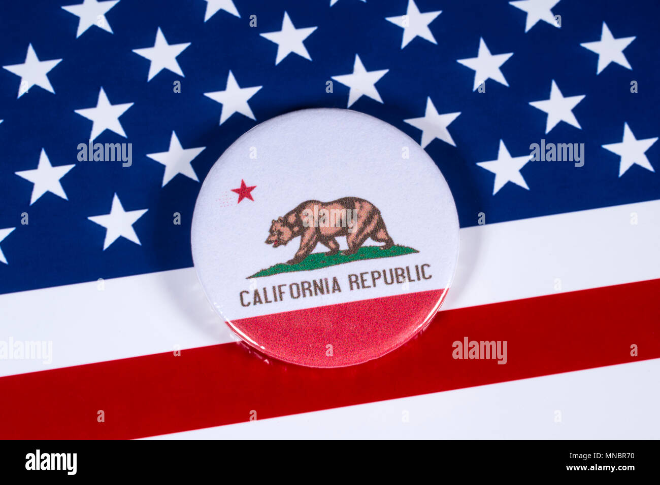 Londres, Royaume-Uni - 27 avril 2018 : Le symbole de l'État de Californie, que l'on voit sur le drapeau des États-Unis d'Amérique, le 27 avril 2018. Banque D'Images