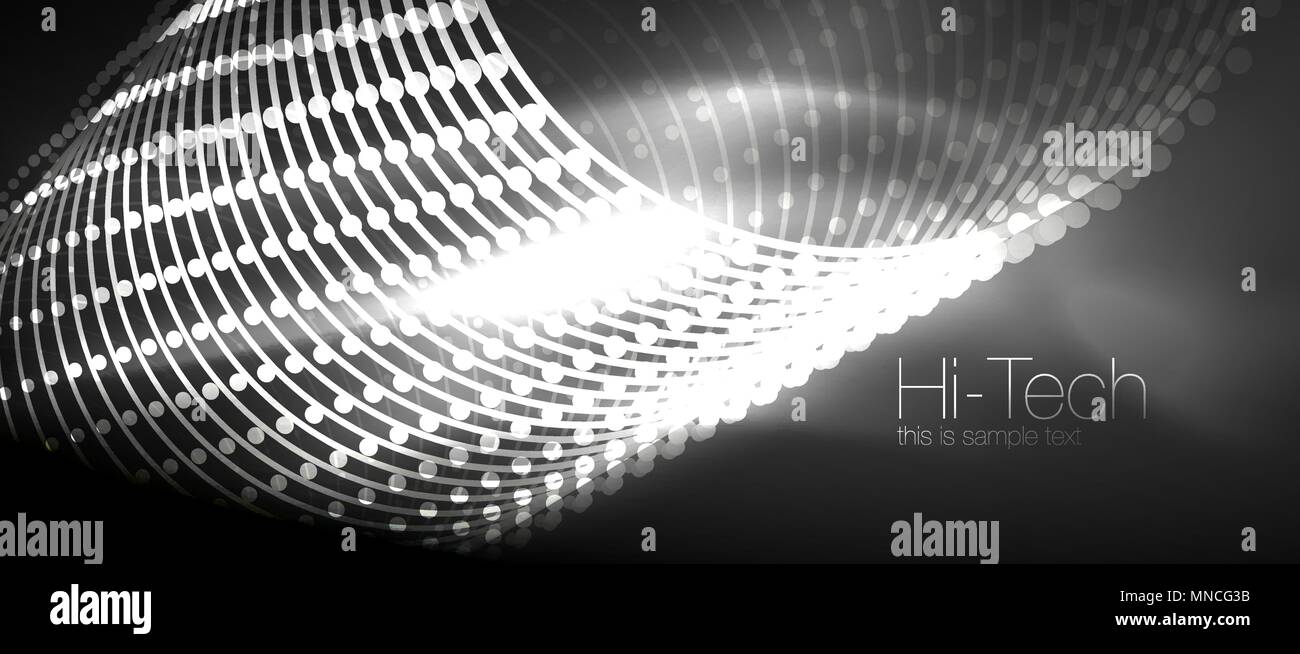 Hi-tech techno futuriste, l'arrière-plan des formes au néon et points. Hi-tech techno futuriste, l'arrière-plan des formes au néon et points. Connexion Technologie, big data structure, pointillé Illustration de Vecteur