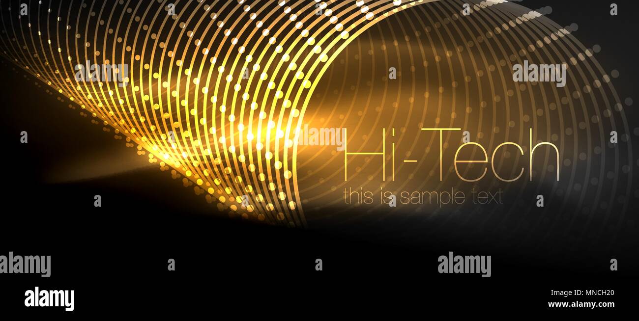 Hi-tech techno futuriste, l'arrière-plan des formes au néon et points. Hi-tech techno futuriste, l'arrière-plan des formes au néon et points. Connexion Technologie, big data structure, pointillé Illustration de Vecteur