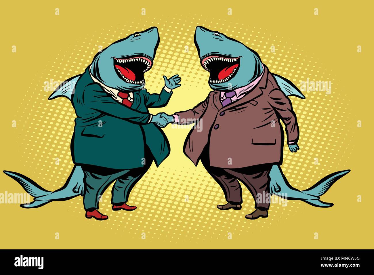 Partenariat entreprise requin homme Illustration de Vecteur