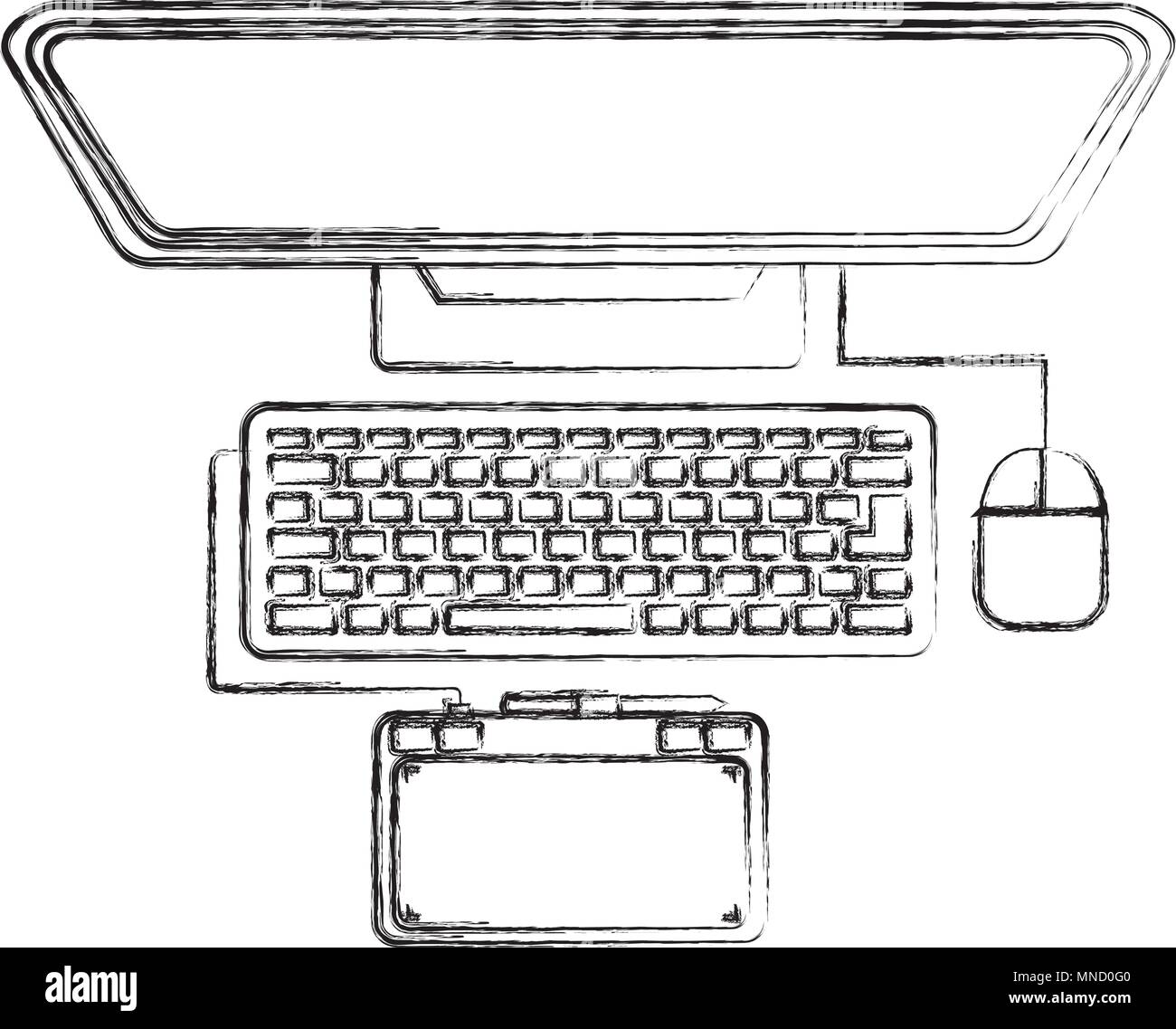 Vue De Dessus Le Moniteur De L Ordinateur Clavier Souris Tablette De Dessin Image Vectorielle Stock Alamy