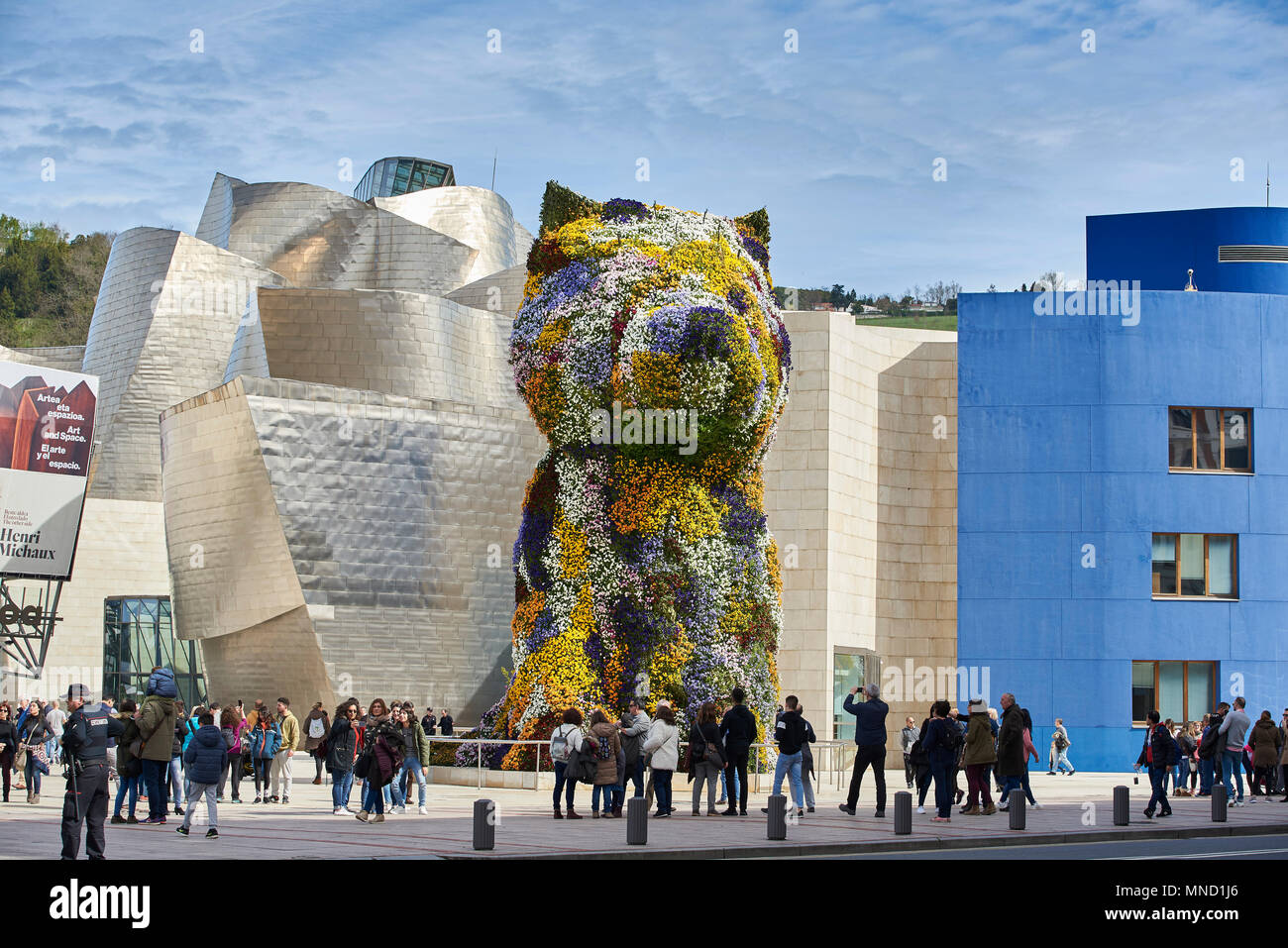 Musée Guggenheim de Bilbao, et chiot, Bizkaia, Gascogne, Pays basque, Euskadi, Euskal Herria, Espagne, Europe Banque D'Images