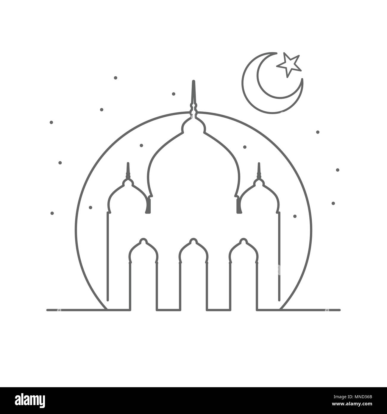 Mosquée islamique Illustration Contour Symbole Vecteur Conception Logo Graphique Illustration de Vecteur