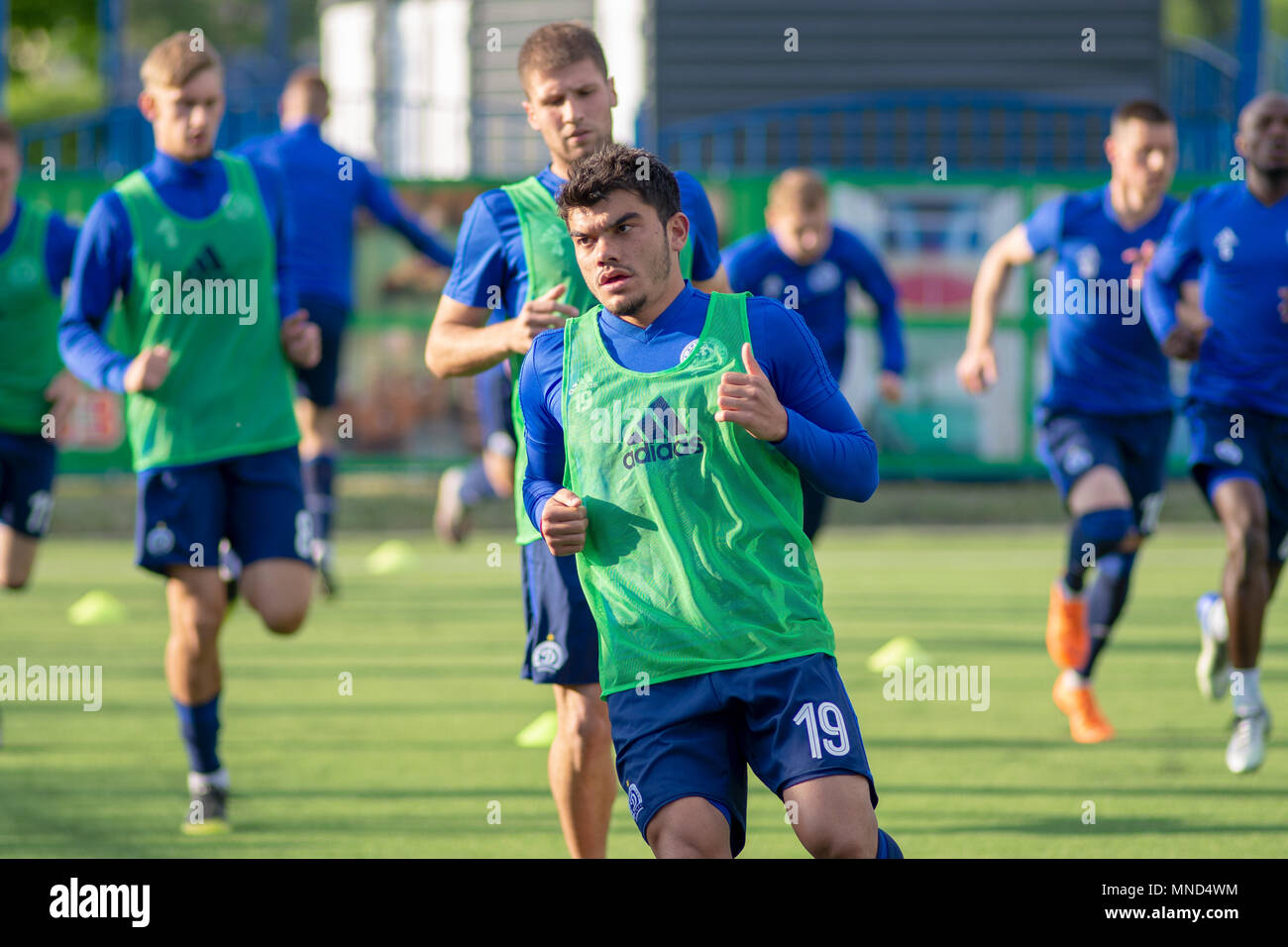 MINSK, BELARUS - 14 MAI 2018 : Soccer player NOYOK ALEKSANDR formation avant le match de football Premier League entre Dinamo Minsk et Banque D'Images