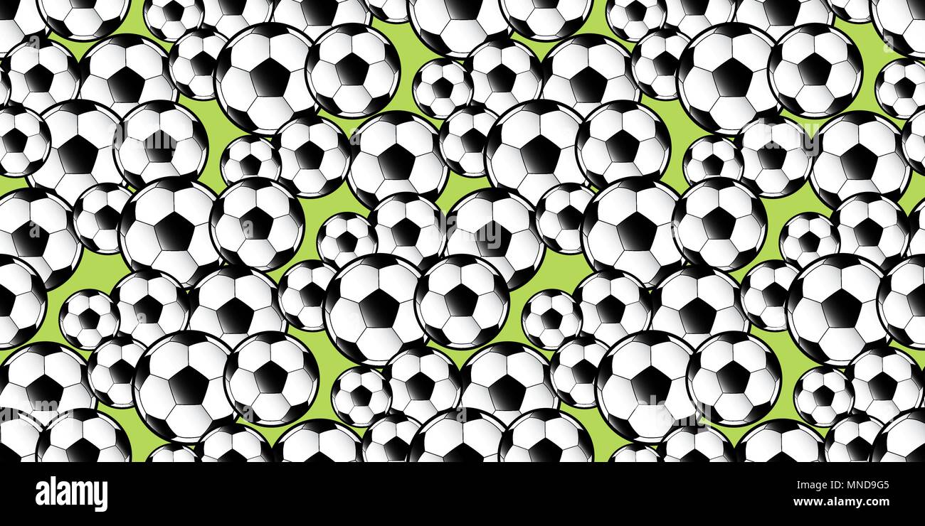 Hauteur raccord sans soudure de football soccer balls sur fond vert Illustration de Vecteur