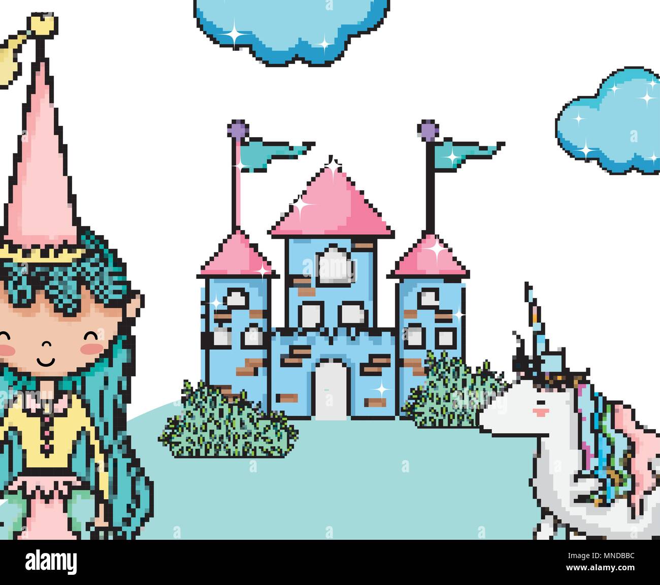 Princesse Mignon Dans Chateau Pixel Art Image Vectorielle Stock Alamy