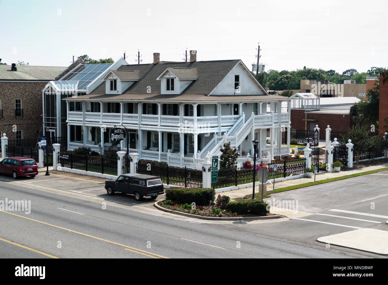 L'hôtel historique dans le centre-ville de Magnolia Foley, Alabama, USA. Banque D'Images