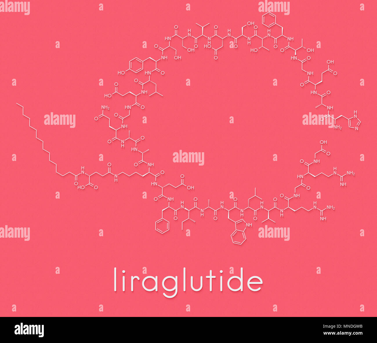 Le liraglutide diabète et obésité molécule pharmaceutique. Formule topologique. Banque D'Images