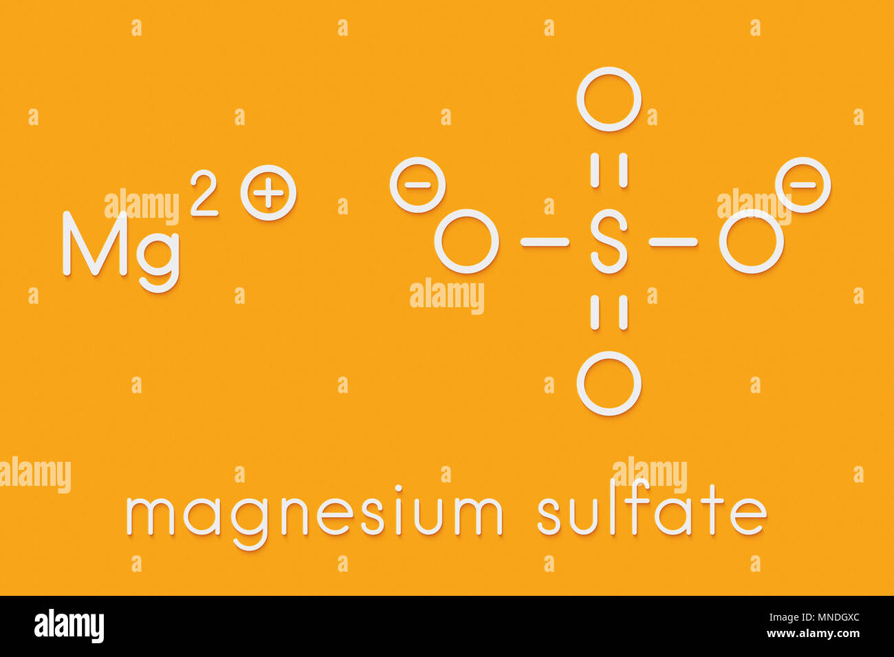 Le sulfate de magnésium, la structure chimique. De nombreuses utilisations : comme médicament pour le traitement de l'hypomagnésémie. Formule topologique. Banque D'Images