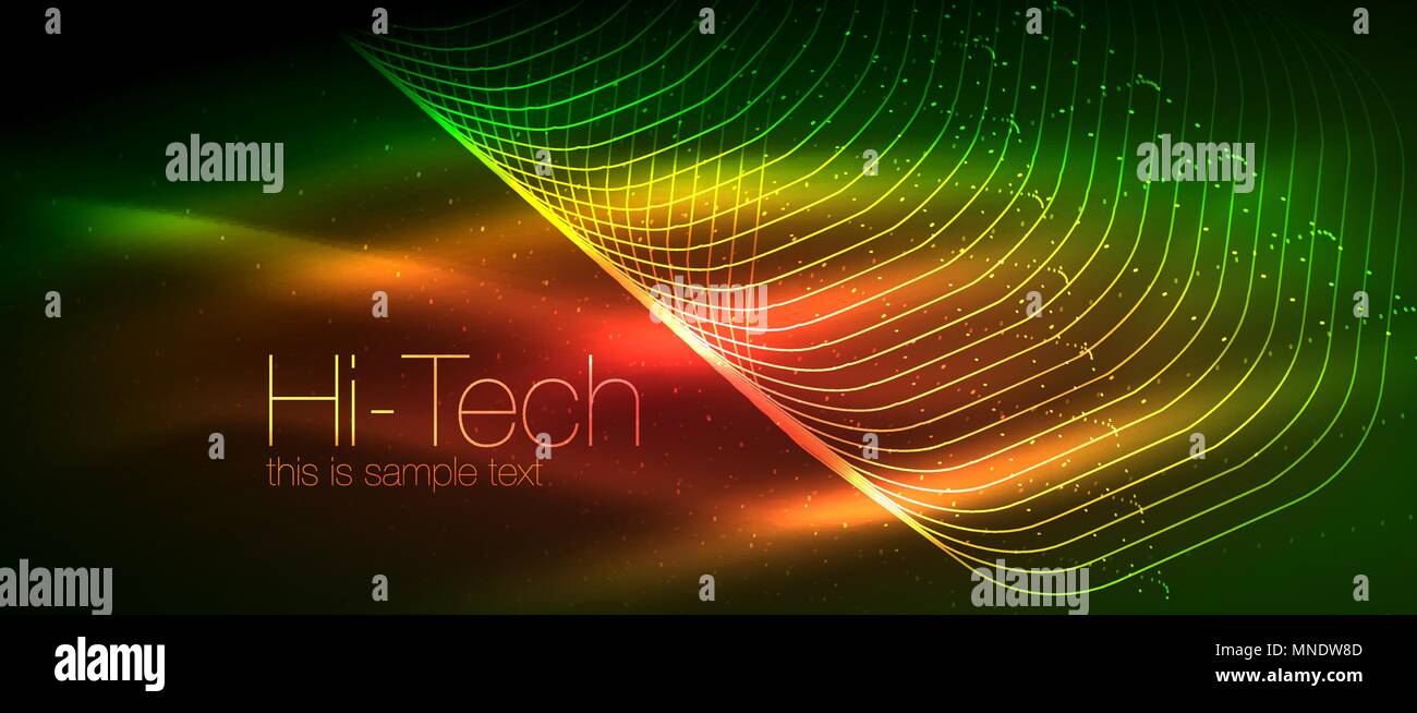 Hi-tech techno futuriste, l'arrière-plan des formes au néon et points. Hi-tech techno futuriste, l'arrière-plan des formes au néon et points. Connexion Technologie, big data structure, pointillé Illustration de Vecteur